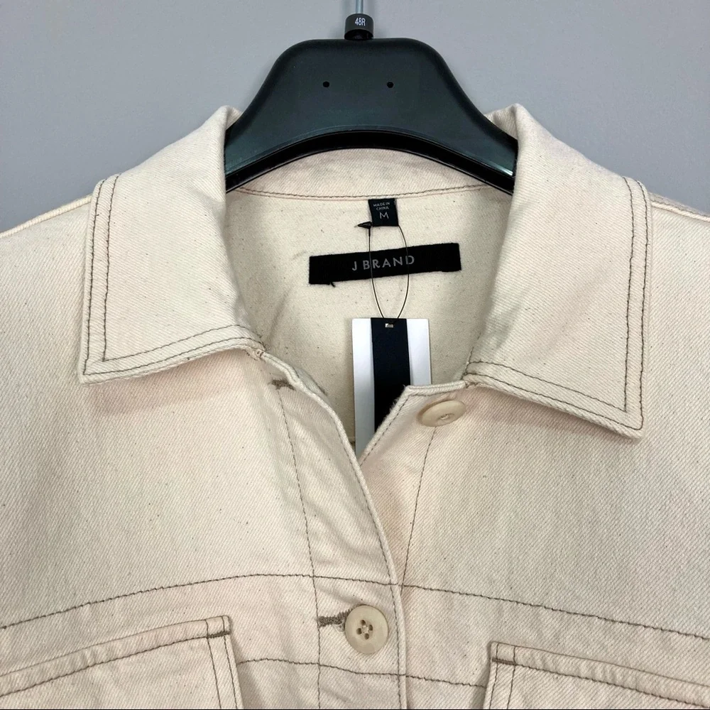 J Brand Oversized Double Pocket Jacket Women’s Size M Denim Boxy Fit Raw Hem - Picture 4 of 11